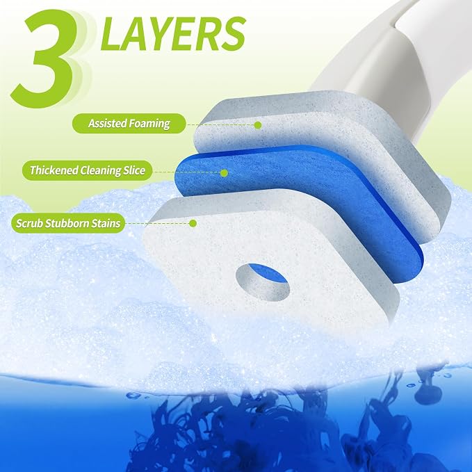 Toilet Bowl Cleaner Wand with 14 Refills, Disposable Toilet Brush Set with - Image 5