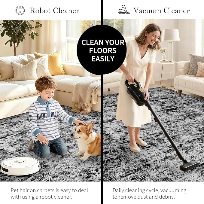 4x6 Area Rugs for Living Room, Dark Grey Rugs, Small Washable Non Slip Entry - Image 6