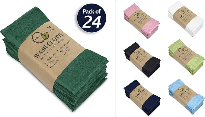 Softolle 100% Cotton Washcloths 24 Pack Soft, Highly Absorbent Washcloth - Image 2