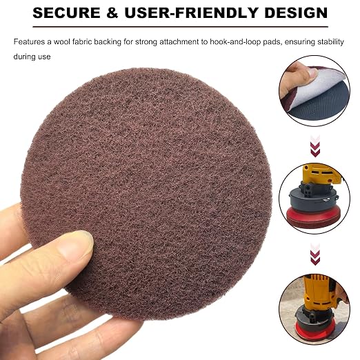 20 PCS 4 Inch 120 Grit Hoop and Loop Scrubber Scouring Pads Drill Scuffing Disc - Image 3