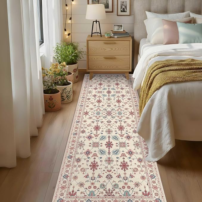 2x6 Floral Runner Rug, Washable Runners - Image 3