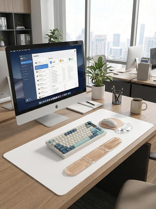 AUPET Ergonomic Gel Mouse Pad and Keyboard Wrist Rest Set, Crystal Gel Cushion - Image 6