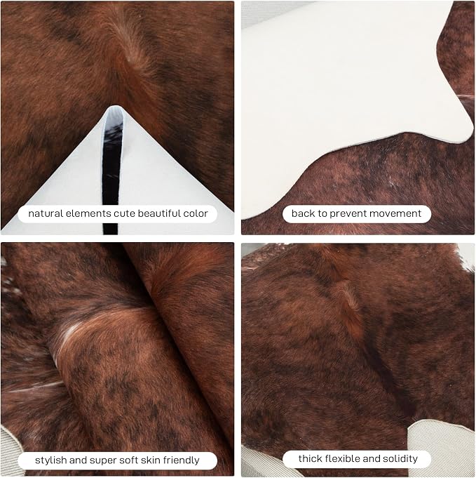MACEVIA Faux Cowhide Rug Cute Cow Print Rugs Animal Area Carpet Western Decor - Image 3