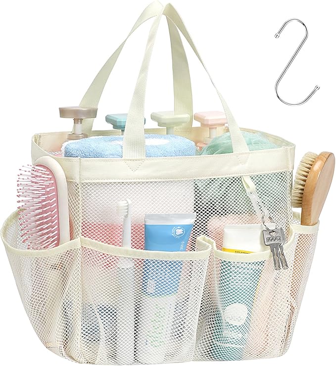 F-color Mesh Shower Caddy Portable, Upgrade Deeper 7 Pockets Shower Bag Basket by F-color