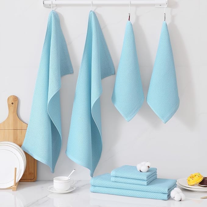 Homaxy 100% Cotton Kitchen Towels and Dishcloths Set, 12 x 12 Inches and 13 x - Image 7