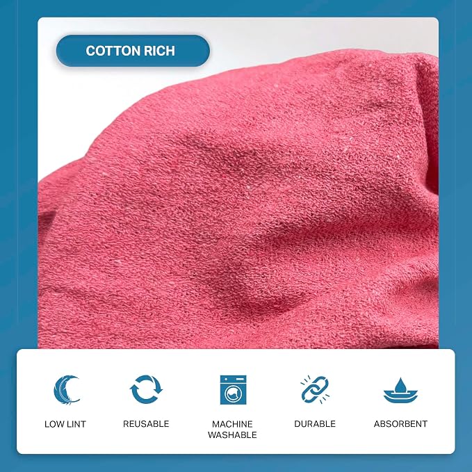 Angel-in-Armor Red Shop Towels – 500 Unit Box of Lint-Free Cotton Shop Towel - Image 2
