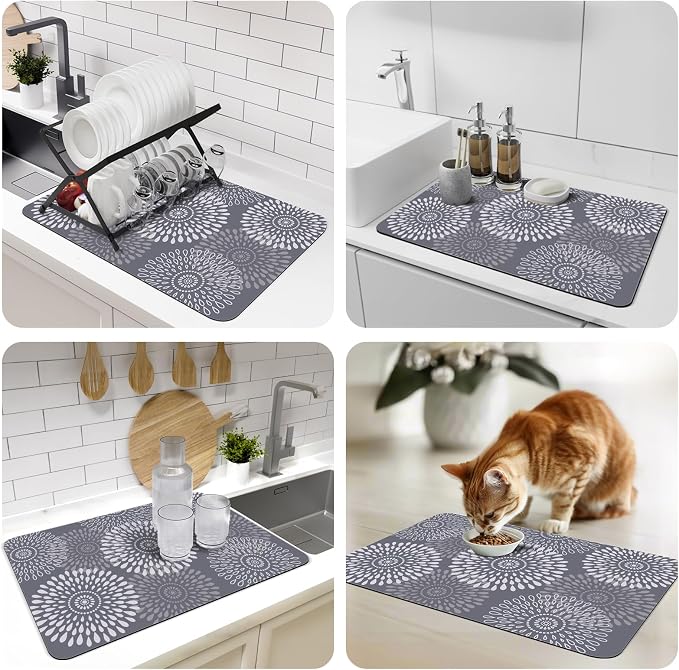 LuxStep Dish Drying Mat Super Absorbent Kitchen Counter Mat Rubber Backing - Image 7
