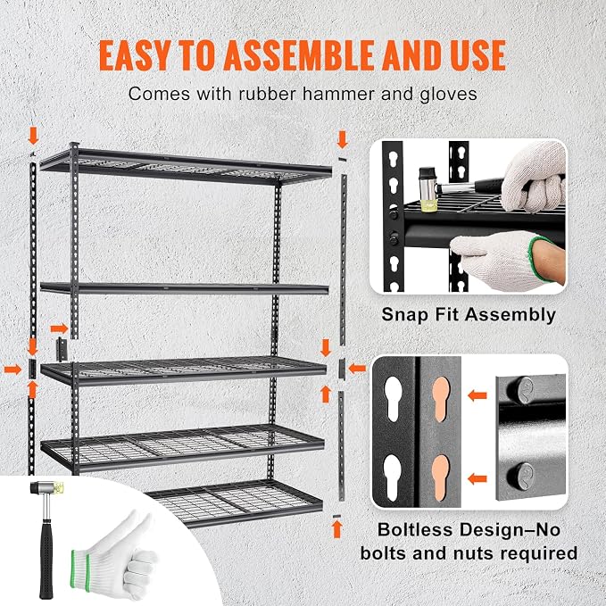 VEVOR Storage Shelving Unit, 5-Tier Adjustable, 2000 lbs Capacity, Heavy Duty - Image 3