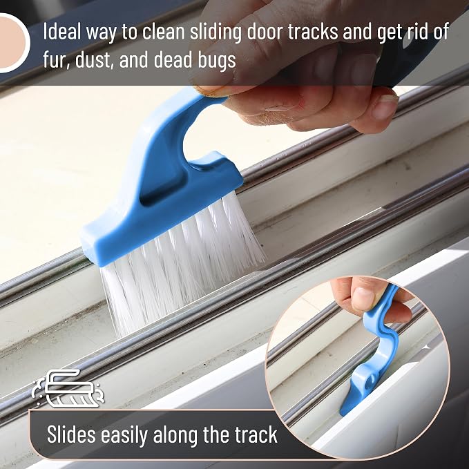 Slick- Window Track Cleaning Brush, 4 Pack, Colorful Ergonomic Handle, Built-in - Image 4