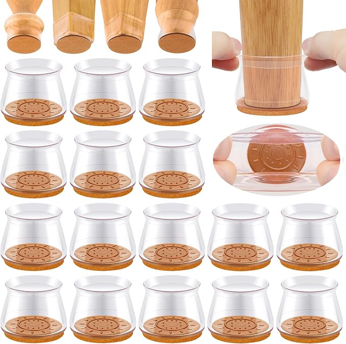 24 Pcs Extra Large Chair Leg Floor Protectors, Silicone Chair Leg Protectors by Jeaoouu