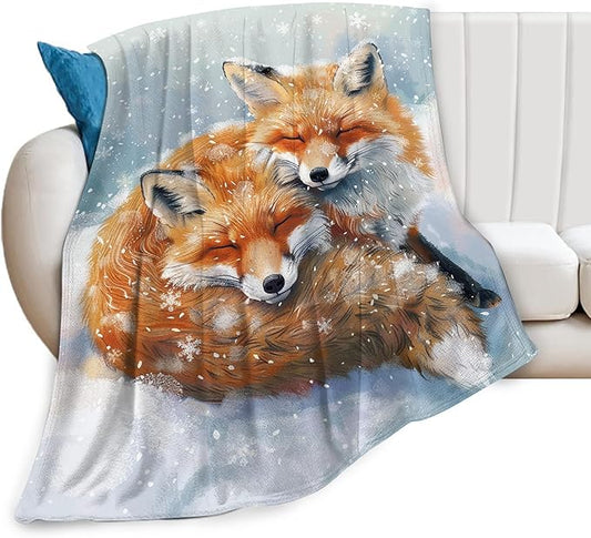 Fox Throw Blanket - Cute Animal Blanket for Girls, Women, Men & Boys - Soft, Warm & Cozy Fleece Blanket for Couch, Sofa & Bed - 80"x60"