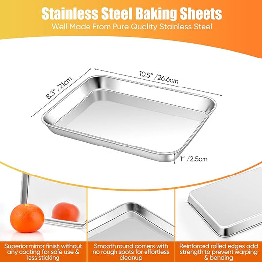 Homikit 2 Pack Baking Sheet, 10 x 8 Inch Stainless Steel Cookie Tray Set - Image 2