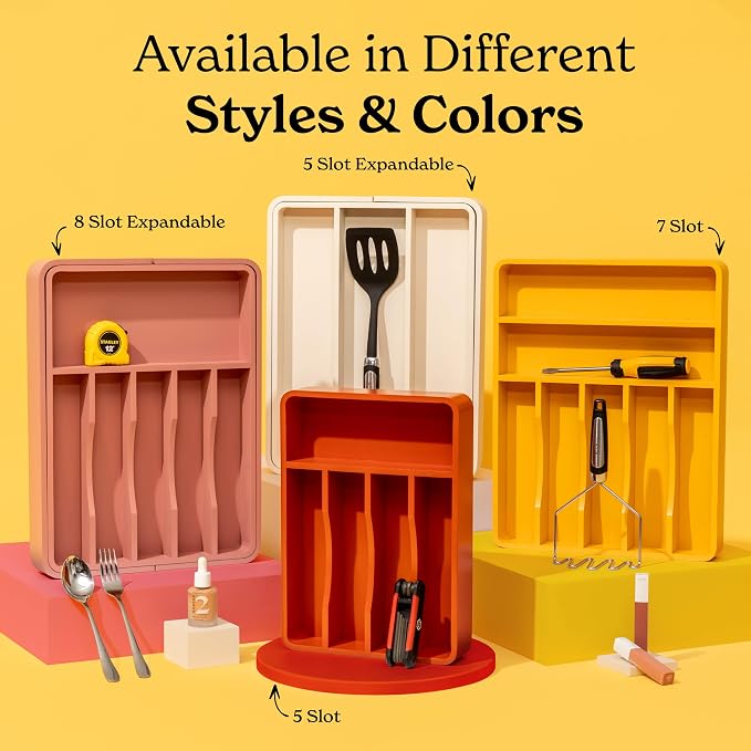 SMIRLY Silverware Drawer Organizer – Bamboo Kitchen Drawer Organizer, - Image 7