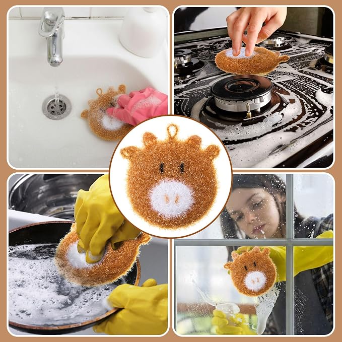 Breling 6 Pieces Sunflower Shape Dish Sponge Dual Sided Non Scratch Dish - Image 5
