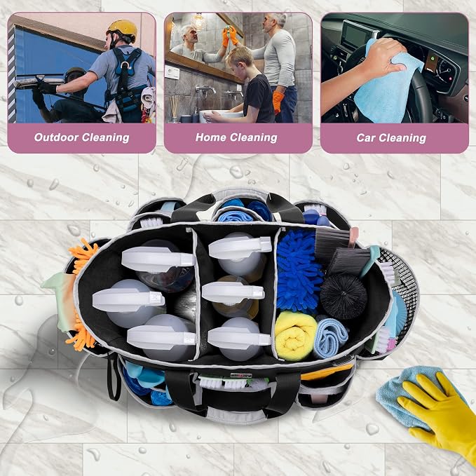 LoDrid Cleaning Caddy Bag with Handle and Shoulder Strap, Cleaning Supplies - Image 7