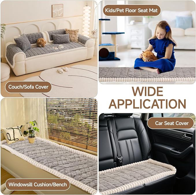 OTOB Pet Couch Covers for 3 Cushion Couch Sofa, Washable & Non Slip Fuzzy Plush - Image 6