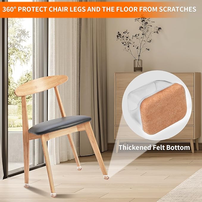 Ezprotekt 24 Pcs Rectangle Clear Silicone Chair Leg Floor Protectors Caps - Image 5