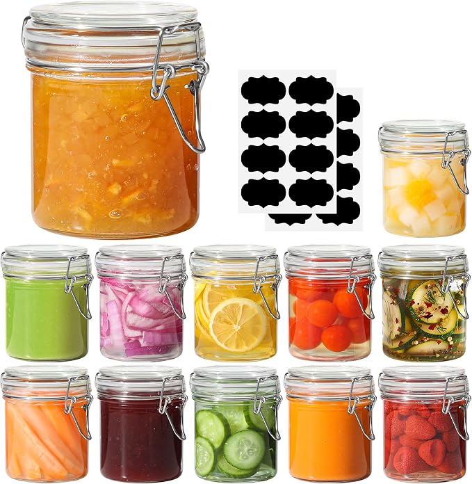 ComSaf 8oz Small Airtight Glass Jars Set of 12 by ComSaf