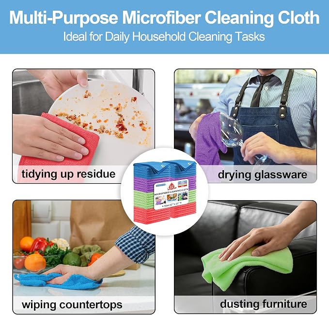 HOMERHYME Microfiber Cleaning Cloth, 52 Pack Cleaning Rags, Reusable Microfiber - Image 8