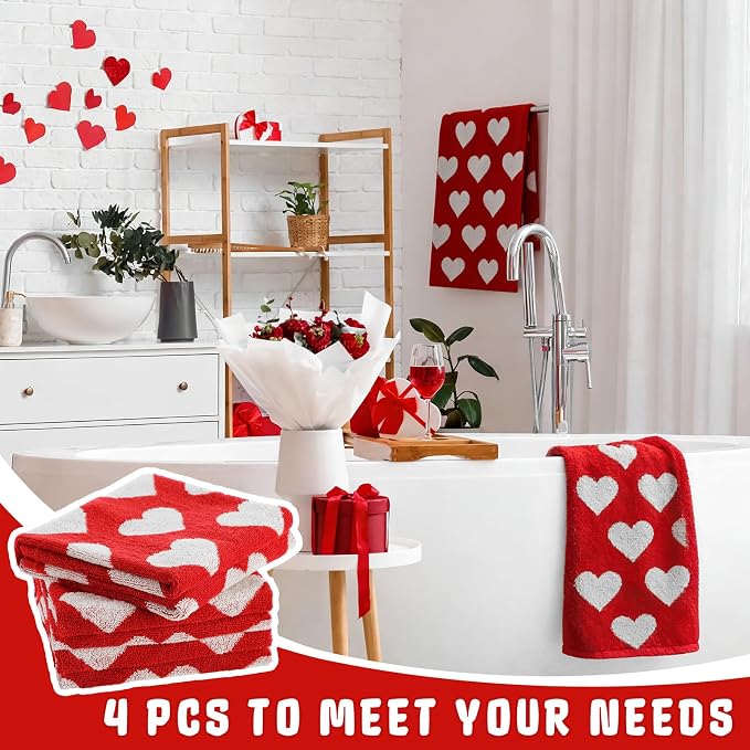 Frienda 4 Pcs Valentine's Day Hand Towels - Image 5