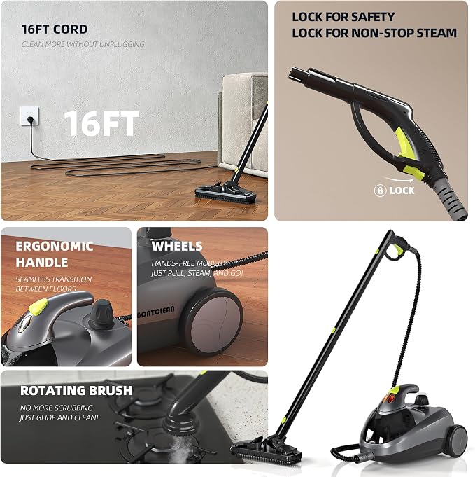 Heavy-Duty Steam Cleaner - 1500W Multipurpose Handheld Floor Steamer - Image 6