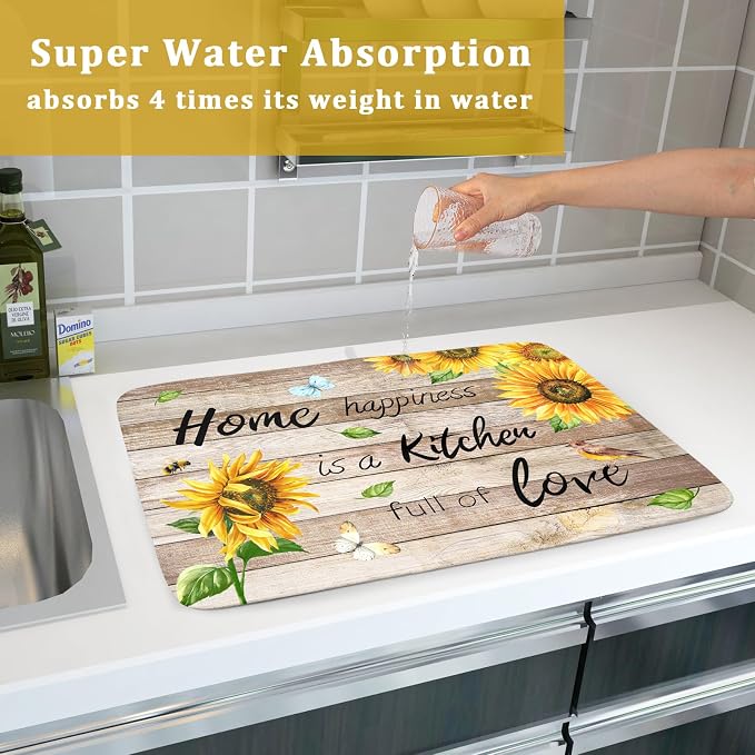 Sunflower Floral Dish Drying Mat - Image 7