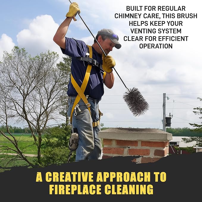 8" Round Pro-Sweep Chimney Brush | Medium Duty Poly Bristles - Image 5