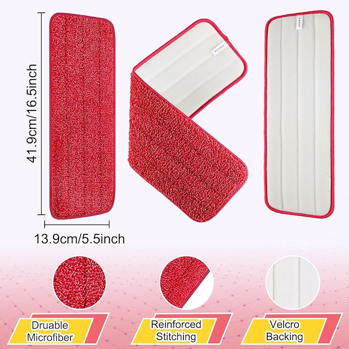 16.5 Inch Reusable Mop Pads Microfiber Spray Mop Replacement Heads - Image 3