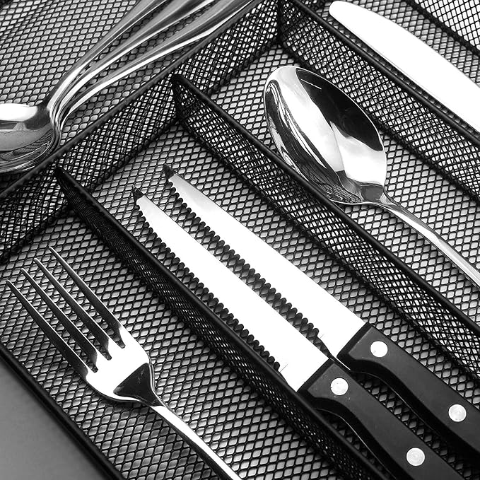 Silverware Organizer Metal Mesh, Large Drawer Organizer, Utensil Cutlery Tray - Image 4