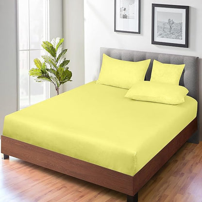 ROYALE LINENS 300 Thread Count 100% Long Staple Combed Cotton Fitted Sheet California King - Super Soft Deep Pocket Bottom Sheet - Fitted Sheets Only - Elastic Sheets (Cal King, Yellow)