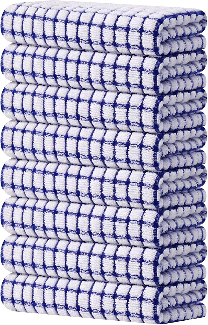 Kitinjoy Cotton 8 Pack Terry Kitchen Towels, 16 x 25 Inches Super Soft and by Kitinjoy