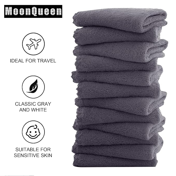 MOONQUEEN Microfiber Facial Cloths Fast Drying Washcloth 12 Pack - Image 4