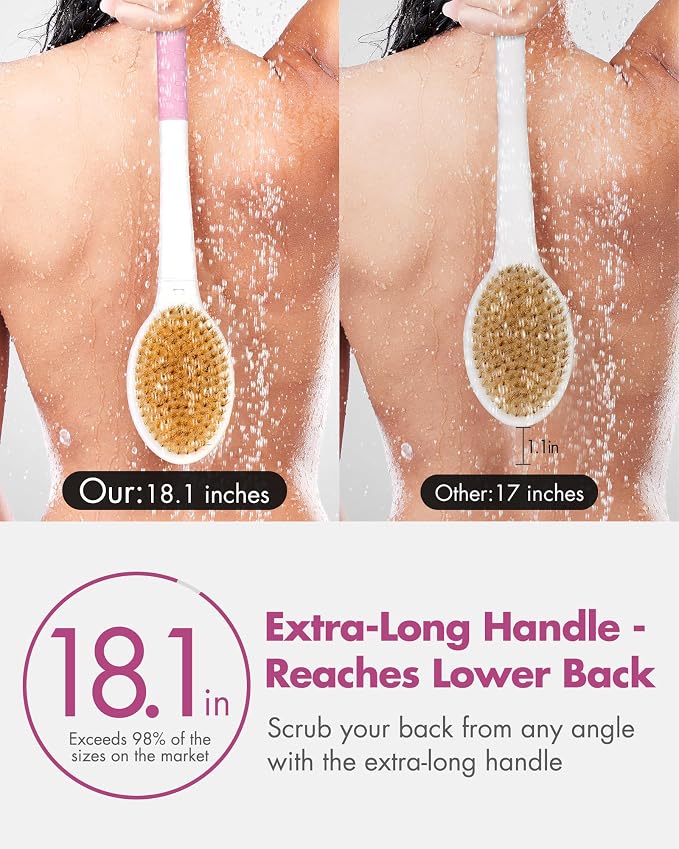 Back Scrubber Body Shower Brush: Anti Slip Long Handle Bath Brush - Image 2