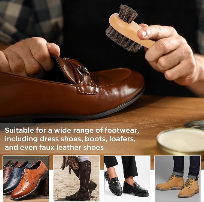 Horsehair Shoe Polish Applicator Brush, Shoe Buffing Brush - Image 5