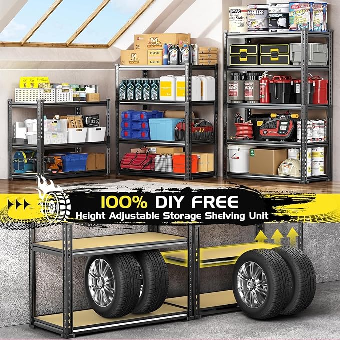 TigerParty 2050LBS Heavy Duty Garage Shelving, 5-Tier Adjustable Storage Shelves - Image 9