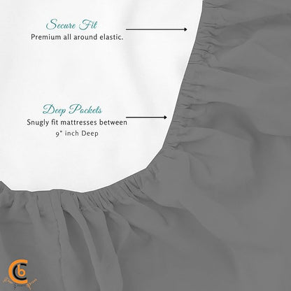 Camping Cot Sheets 25" x 75" - 3 Piece Cot Sheet Set for Bunk Bed - fits upto 9" Deep Mattress, Perfect for Narrow Twin, Camping Cot, RV Bunk, Guest Beds, Trifold Mattress - Dark Grey