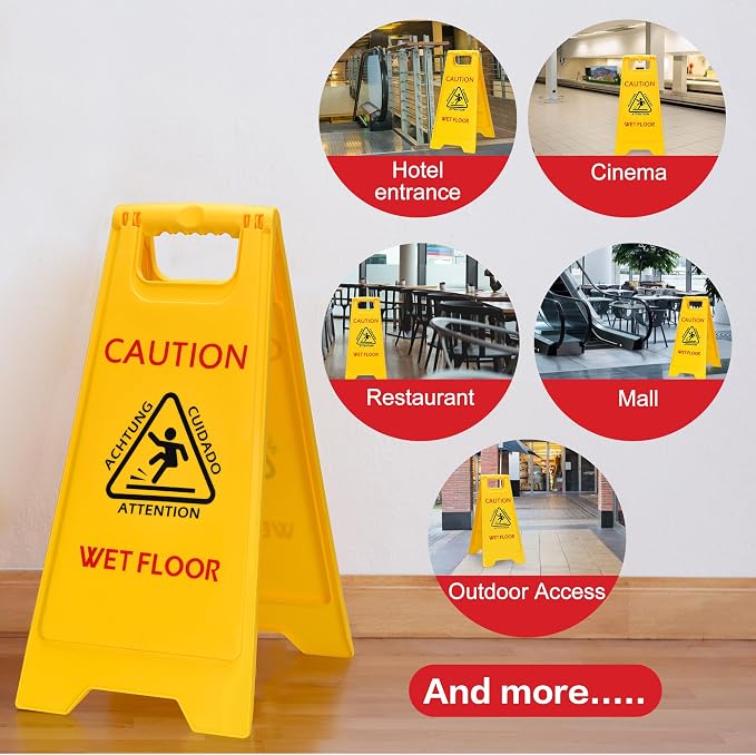 MATTHEW CLEANING 25'' Industrial Wet Floor Sign 3 Pack 2-Sided Safety A-Frame - Image 6
