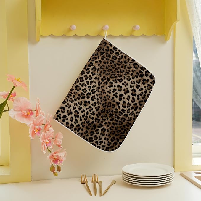 Brown Leopard Print Dish Drying Mats 18x24 Inches - Image 3