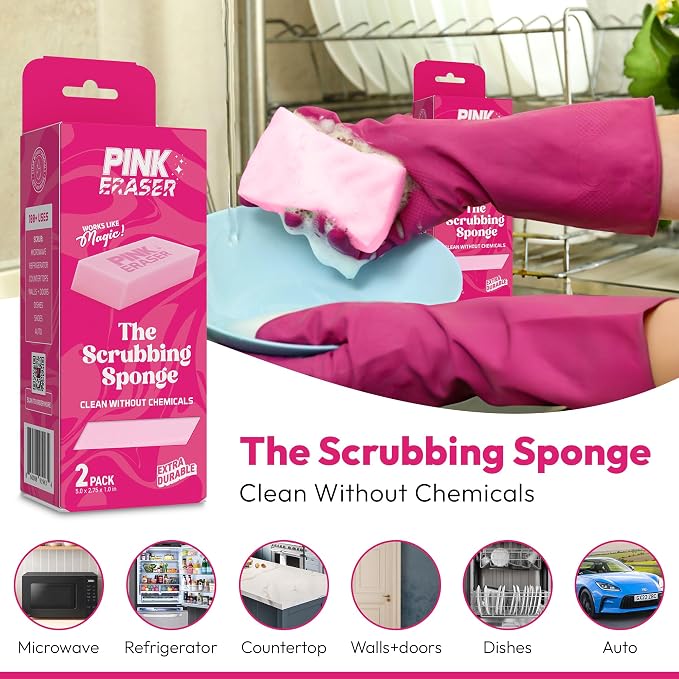 Pink Formula Pink Eraser – The Ultimate Scrubbing Sponge, Extra Durable - Image 4