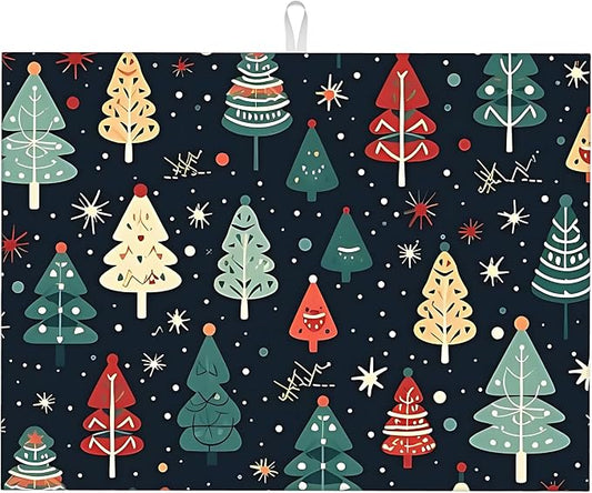 Cute Christmas trees Dish Drying Mat 18x24 inches Microfiber Absorbent Fast Dry by Unknown
