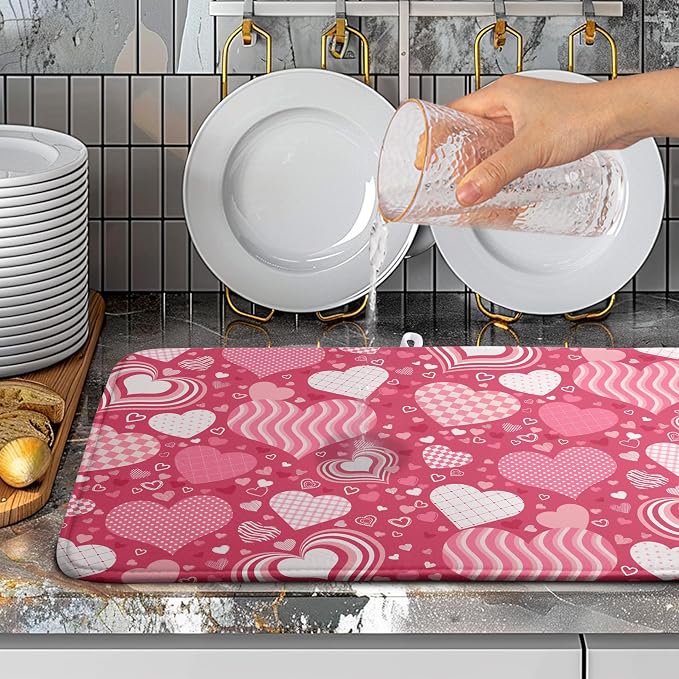 Red Heart Valentine Dish Dry Mat - Image 5