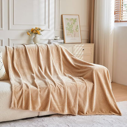 NEWCOSPLAY Super Soft Twin Blanket Brown Premium Silky Flannel Fleece Leaves Pattern Lightweight Bed Blanket All Season Use (Brown, Twin(60"x80"))