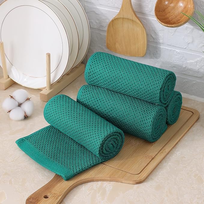 Kitinjoy 100% Cotton Waffle Weave Kitchen Hand Towels - Image 7