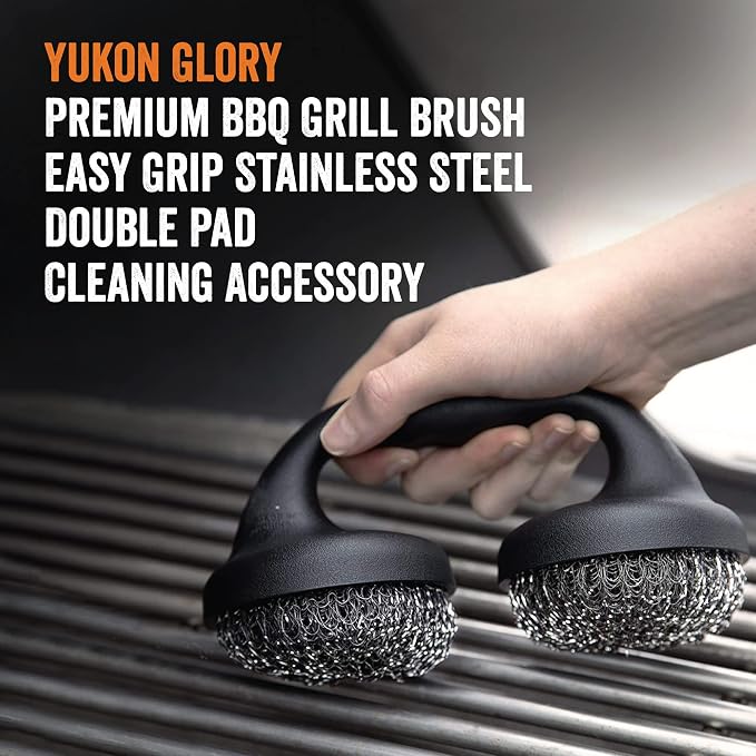 Yukon Glory™ Premium BBQ Grill Brush Easy Grip Double Pad Stainless Steel - Image 8