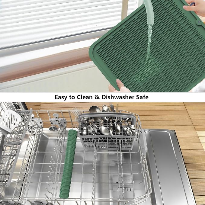 ZLR Silicone Dish Drying Mat for Kitchen Counter, Eco-Friendly Fast Dry Dish Mat - Image 8
