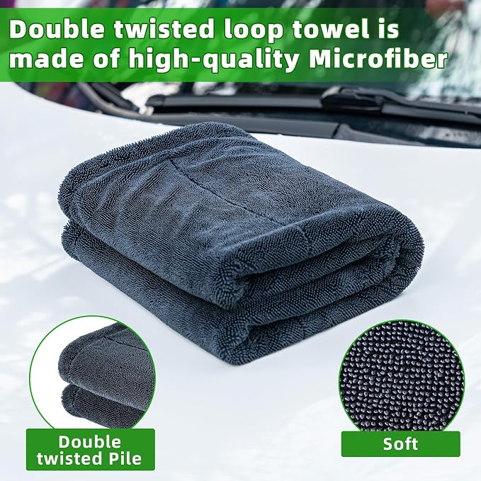 CADONO Huge Microfiber Car Drying Towel, Ultra Absorbent Microfiber Cleaning - Image 2