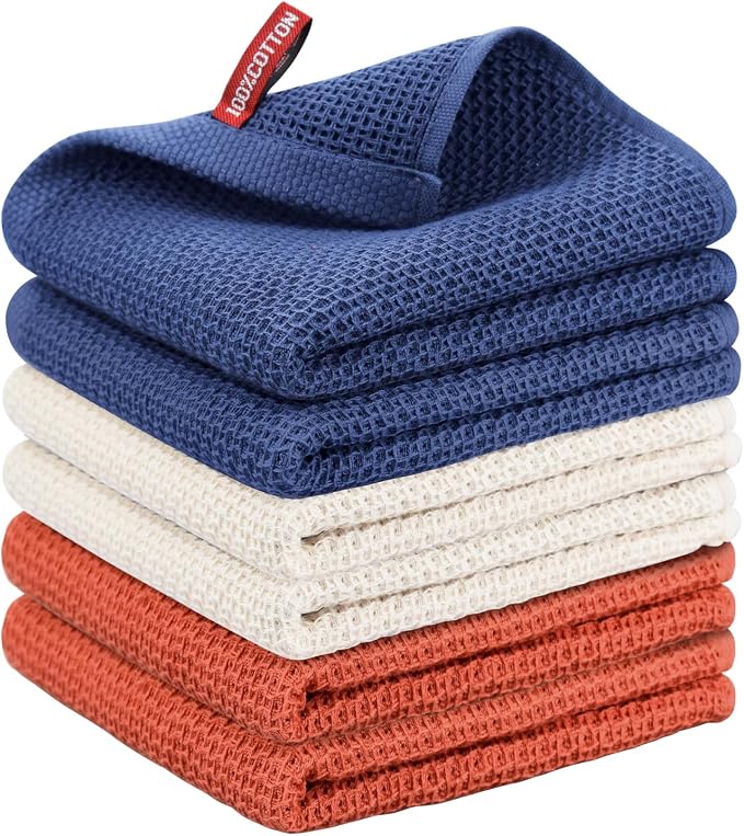 Nialnant 6 Pack Kitchen Towels, Large 100% Cotton Hand Towels, Absorbent Dish by Nialnant