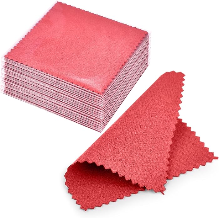 SEVENWELL 50pcs Jewelry Cleaning Cloth Pink Polishing Cloth by SEVENWELL