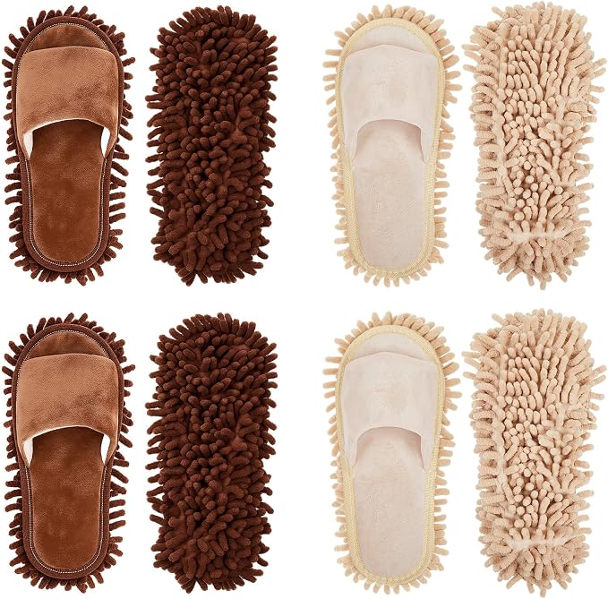 Jecery 4 Pair Washable Microfiber Mop Slippers Detachable Dusting Shoes by Jecery