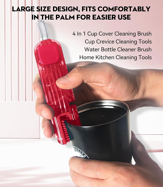4 in 1 Cup Lid Gap Cleaning Brush, Mutipurpose Tiny Silicone Cup Holder Cleaner - Image 4